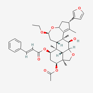 molecular formula C39H48O9 B2874383 [(1S,2S,4S,8S,11S,12R,13S,16S,17S,19R,20S)-17-Acetyloxy-4-ethoxy-8-(furan-3-yl)-12-hydroxy-1,9,11,16-tetramethyl-5,14-dioxapentacyclo[11.6.1.02,11.06,10.016,20]icos-9-en-19-yl] (E)-3-phenylprop-2-enoate CAS No. 1019854-60-4