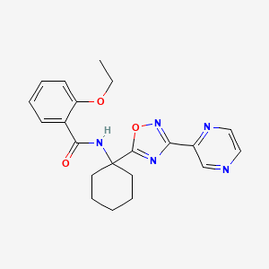 molecular formula C21H23N5O3 B2874386 2-ethoxy-N-(1-(3-(pyrazin-2-yl)-1,2,4-oxadiazol-5-yl)cyclohexyl)benzamide CAS No. 1396855-11-0