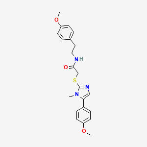 molecular formula C22H25N3O3S B2874398 N-(4-methoxyphenethyl)-2-((5-(4-methoxyphenyl)-1-methyl-1H-imidazol-2-yl)thio)acetamide CAS No. 942005-78-9