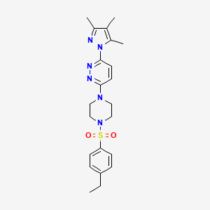 molecular formula C22H28N6O2S B2874402 3-(4-((4-ethylphenyl)sulfonyl)piperazin-1-yl)-6-(3,4,5-trimethyl-1H-pyrazol-1-yl)pyridazine CAS No. 1013820-31-9