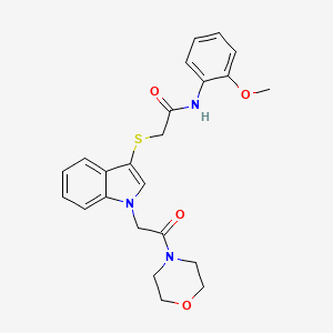 molecular formula C23H25N3O4S B2874407 N-(2-methoxyphenyl)-2-((1-(2-morpholino-2-oxoethyl)-1H-indol-3-yl)thio)acetamide CAS No. 878053-33-9