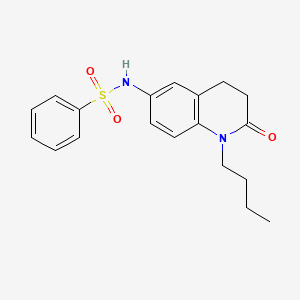 molecular formula C19H22N2O3S B2874413 N-(1-butyl-2-oxo-1,2,3,4-tetrahydroquinolin-6-yl)benzenesulfonamide CAS No. 941955-07-3