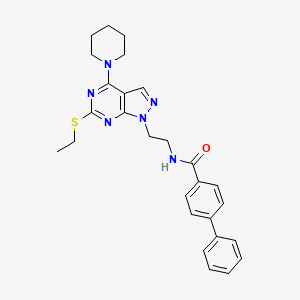 N-(2-(6-(ethylthio)-4-(piperidin-1-yl)-1H-pyrazolo[3,4-d]pyrimidin-1-yl)ethyl)-[1,1'-biphenyl]-4-carboxamide