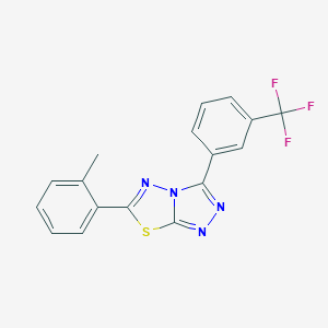 molecular formula C17H11F3N4S B287442 6-(2-Methylphenyl)-3-[3-(trifluoromethyl)phenyl][1,2,4]triazolo[3,4-b][1,3,4]thiadiazole 