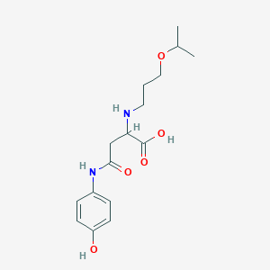 molecular formula C16H24N2O5 B2874423 4-((4-Hydroxyphenyl)amino)-2-((3-isopropoxypropyl)amino)-4-oxobutanoic acid CAS No. 1048007-07-3