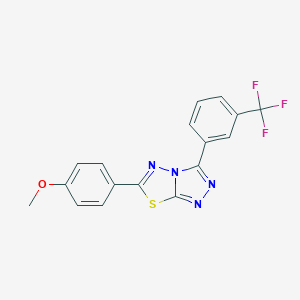 molecular formula C17H11F3N4OS B287443 Methyl4-{3-[3-(trifluoromethyl)phenyl][1,2,4]triazolo[3,4-b][1,3,4]thiadiazol-6-yl}phenylether 