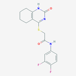 molecular formula C16H15F2N3O2S B2874435 N-(3,4-二氟苯基)-2-[(2-氧代-5,6,7,8-四氢-1H-喹唑啉-4-基)硫代]乙酰胺 CAS No. 946269-57-4