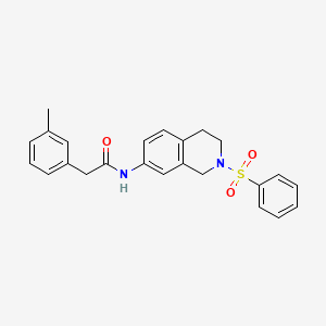molecular formula C24H24N2O3S B2874438 N-(2-(phenylsulfonyl)-1,2,3,4-tetrahydroisoquinolin-7-yl)-2-(m-tolyl)acetamide CAS No. 954639-09-9