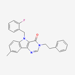 molecular formula C26H22FN3O B2874440 5-(2-fluorobenzyl)-8-methyl-3-phenethyl-3H-pyrimido[5,4-b]indol-4(5H)-one CAS No. 1189879-74-0