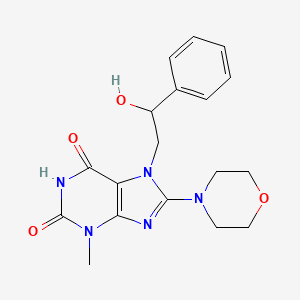 molecular formula C18H21N5O4 B2874446 7-(2-hydroxy-2-phenylethyl)-3-methyl-8-morpholino-1H-purine-2,6(3H,7H)-dione CAS No. 877809-70-6