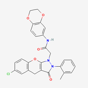 2-(6-chloro-3-oxo-2-(o-tolyl)-2,3-dihydrochromeno[2,3-c]pyrazol-1(4H)-yl)-N-(2,3-dihydrobenzo[b][1,4]dioxin-6-yl)acetamide