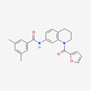 molecular formula C23H22N2O3 B2874448 N-[1-(2-furoyl)-1,2,3,4-tetrahydroquinolin-7-yl]-3,5-dimethylbenzamide CAS No. 946319-70-6