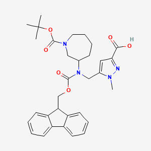 molecular formula C32H38N4O6 B2874451 5-[[9H-Fluoren-9-ylmethoxycarbonyl-[1-[(2-methylpropan-2-yl)oxycarbonyl]azepan-3-yl]amino]methyl]-1-methylpyrazole-3-carboxylic acid CAS No. 2137645-40-8