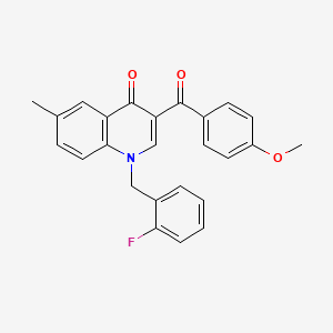 molecular formula C25H20FNO3 B2874455 1-[(2-氟苯基)甲基]-3-(4-甲氧基苯甲酰)-6-甲基-1,4-二氢喹啉-4-酮 CAS No. 866809-23-6