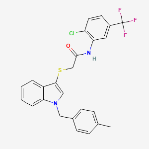 molecular formula C25H20ClF3N2OS B2874458 N-(2-chloro-5-(trifluoromethyl)phenyl)-2-((1-(4-methylbenzyl)-1H-indol-3-yl)thio)acetamide CAS No. 681278-60-4