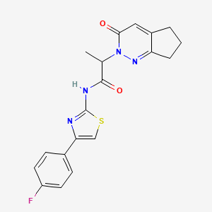 molecular formula C19H17FN4O2S B2874467 N-(4-(4-fluorophenyl)thiazol-2-yl)-2-(3-oxo-3,5,6,7-tetrahydro-2H-cyclopenta[c]pyridazin-2-yl)propanamide CAS No. 2097860-24-5
