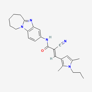 molecular formula C25H29N5O B2874473 (E)-2-cyano-3-(2,5-dimethyl-1-propylpyrrol-3-yl)-N-(7,8,9,10-tetrahydro-6H-azepino[1,2-a]benzimidazol-3-yl)prop-2-enamide CAS No. 875465-45-5