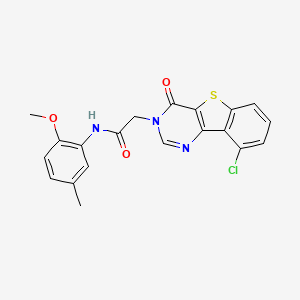 molecular formula C20H16ClN3O3S B2874476 2-(9-chloro-4-oxo[1]benzothieno[3,2-d]pyrimidin-3(4H)-yl)-N-(2-methoxy-5-methylphenyl)acetamide CAS No. 1224014-45-2