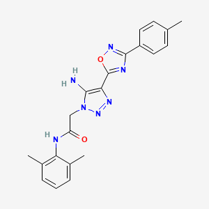 molecular formula C21H21N7O2 B2874483 2-{5-amino-4-[3-(4-methylphenyl)-1,2,4-oxadiazol-5-yl]-1H-1,2,3-triazol-1-yl}-N-(2,6-dimethylphenyl)acetamide CAS No. 893307-74-9