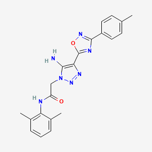 molecular formula C21H21N7O2 B2874483 2-{5-氨基-4-[3-(4-甲基苯基)-1,2,4-恶二唑-5-基]-1H-1,2,3-三唑-1-基}-N-(2,6-二甲基苯基)乙酰胺 CAS No. 893307-74-9