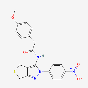 molecular formula C20H18N4O4S B2874484 2-(4-甲氧基苯基)-N-(2-(4-硝基苯基)-4,6-二氢-2H-噻吩并[3,4-c]吡唑-3-基)乙酰胺 CAS No. 396724-44-0