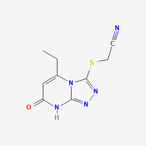 molecular formula C9H9N5OS B2874487 2-((5-Ethyl-7-oxo-7,8-dihydro-[1,2,4]triazolo[4,3-a]pyrimidin-3-yl)thio)acetonitrile CAS No. 922027-90-5