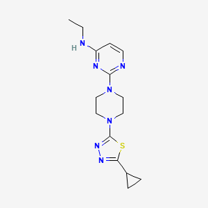 molecular formula C15H21N7S B2874501 2-[4-(5-Cyclopropyl-1,3,4-thiadiazol-2-yl)piperazin-1-yl]-N-ethylpyrimidin-4-amine CAS No. 2415564-21-3