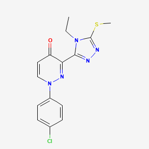 molecular formula C15H14ClN5OS B2874505 1-(4-chlorophenyl)-3-[4-ethyl-5-(methylsulfanyl)-4H-1,2,4-triazol-3-yl]-4(1H)-pyridazinone CAS No. 478077-60-0