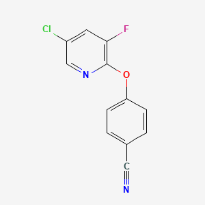 molecular formula C12H6ClFN2O B2874506 4-((5-Chloro-3-fluoropyridin-2-yl)oxy)benzonitrile CAS No. 1538764-41-8