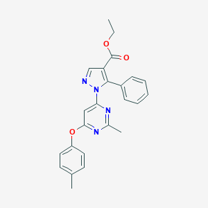 molecular formula C24H22N4O3 B287451 ethyl 1-[2-methyl-6-(4-methylphenoxy)-4-pyrimidinyl]-5-phenyl-1H-pyrazole-4-carboxylate 