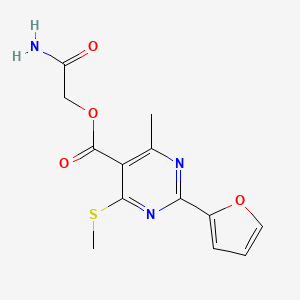 molecular formula C13H13N3O4S B2874510 Carbamoylmethyl 2-(furan-2-yl)-4-methyl-6-(methylsulfanyl)pyrimidine-5-carboxylate CAS No. 1211761-16-8
