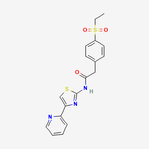 molecular formula C18H17N3O3S2 B2874513 2-(4-(ethylsulfonyl)phenyl)-N-(4-(pyridin-2-yl)thiazol-2-yl)acetamide CAS No. 941972-19-6