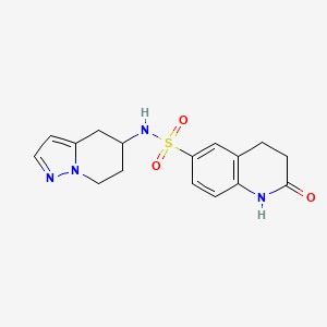 molecular formula C16H18N4O3S B2874522 2-oxo-N-(4,5,6,7-tetrahydropyrazolo[1,5-a]pyridin-5-yl)-1,2,3,4-tetrahydroquinoline-6-sulfonamide CAS No. 2034540-93-5