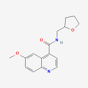 molecular formula C16H18N2O3 B2874529 6-methoxy-N-[(oxolan-2-yl)methyl]quinoline-4-carboxamide CAS No. 2415462-17-6