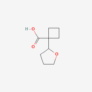 molecular formula C9H14O3 B2874536 1-(氧杂环-2-基)环丁烷-1-羧酸 CAS No. 2137817-30-0