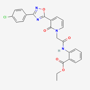 molecular formula C24H19ClN4O5 B2874541 ethyl 2-(2-(3-(3-(4-chlorophenyl)-1,2,4-oxadiazol-5-yl)-2-oxopyridin-1(2H)-yl)acetamido)benzoate CAS No. 1105231-61-5