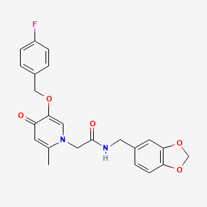 molecular formula C23H21FN2O5 B2874543 N-(benzo[d][1,3]dioxol-5-ylmethyl)-2-(5-((4-fluorobenzyl)oxy)-2-methyl-4-oxopyridin-1(4H)-yl)acetamide CAS No. 946204-93-9
