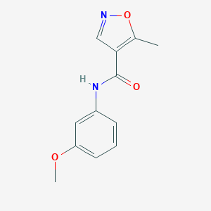 molecular formula C12H12N2O3 B287455 N-(3-methoxyphenyl)-5-methyl-1,2-oxazole-4-carboxamide CAS No. 61643-30-9