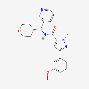 molecular formula C23H26N4O3 B2874555 3-(3-methoxyphenyl)-1-methyl-N-(pyridin-3-yl(tetrahydro-2H-pyran-4-yl)methyl)-1H-pyrazole-5-carboxamide CAS No. 2034592-98-6