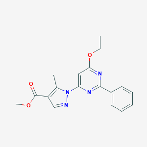molecular formula C18H18N4O3 B287456 methyl 1-(6-ethoxy-2-phenyl-4-pyrimidinyl)-5-methyl-1H-pyrazole-4-carboxylate 