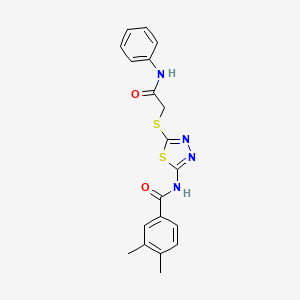 molecular formula C19H18N4O2S2 B2874562 3,4-二甲基-N-(5-((2-氧代-2-(苯基氨基)乙基)硫代)-1,3,4-噻二唑-2-基)苯甲酰胺 CAS No. 392291-02-0