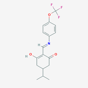 molecular formula C17H18F3NO3 B2874567 5-(异丙基)-2-(((4-(三氟甲氧基)苯基)氨基)亚甲基)环己烷-1,3-二酮 CAS No. 1024151-73-2