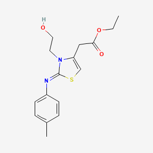 (Z)-ethyl 2-(3-(2-hydroxyethyl)-2-(p-tolylimino)-2,3-dihydrothiazol-4-yl)acetate