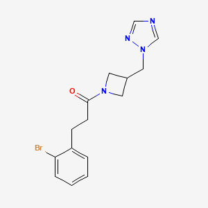 molecular formula C15H17BrN4O B2874584 1-(3-((1H-1,2,4-triazol-1-yl)methyl)azetidin-1-yl)-3-(2-bromophenyl)propan-1-one CAS No. 2320419-14-3