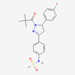 molecular formula C21H24FN3O3S B2874587 N-(4-(5-(4-氟苯基)-1-叔丁酰-4,5-二氢-1H-吡唑-3-基)苯基)甲磺酰胺 CAS No. 851717-61-8