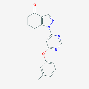 molecular formula C18H16N4O2 B287459 1-[6-(3-methylphenoxy)pyrimidin-4-yl]-6,7-dihydro-5H-indazol-4-one 