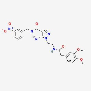 molecular formula C24H24N6O6 B2874593 2-(3,4-dimethoxyphenyl)-N-(2-(5-(3-nitrobenzyl)-4-oxo-4,5-dihydro-1H-pyrazolo[3,4-d]pyrimidin-1-yl)ethyl)acetamide CAS No. 922036-96-2