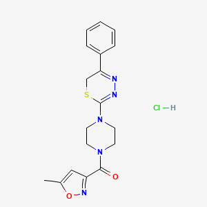 molecular formula C18H20ClN5O2S B2874594 (5-methylisoxazol-3-yl)(4-(5-phenyl-6H-1,3,4-thiadiazin-2-yl)piperazin-1-yl)methanone hydrochloride CAS No. 1351611-70-5