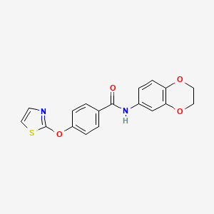 molecular formula C18H14N2O4S B2874596 N-(2,3-dihydrobenzo[b][1,4]dioxin-6-yl)-4-(thiazol-2-yloxy)benzamide CAS No. 2034274-67-2