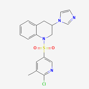 molecular formula C18H17ClN4O2S B2874598 1-[(6-chloro-5-methylpyridin-3-yl)sulfonyl]-3-(1H-imidazol-1-yl)-1,2,3,4-tetrahydroquinoline CAS No. 1796940-31-2